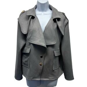 V558, New With Tags! C. Cline Women’s Captains Blazer Gray Size Large w/Pockets